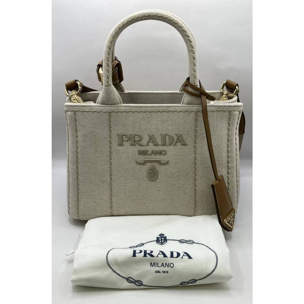 Prada Jardiniere canvas handbag beige Naturale